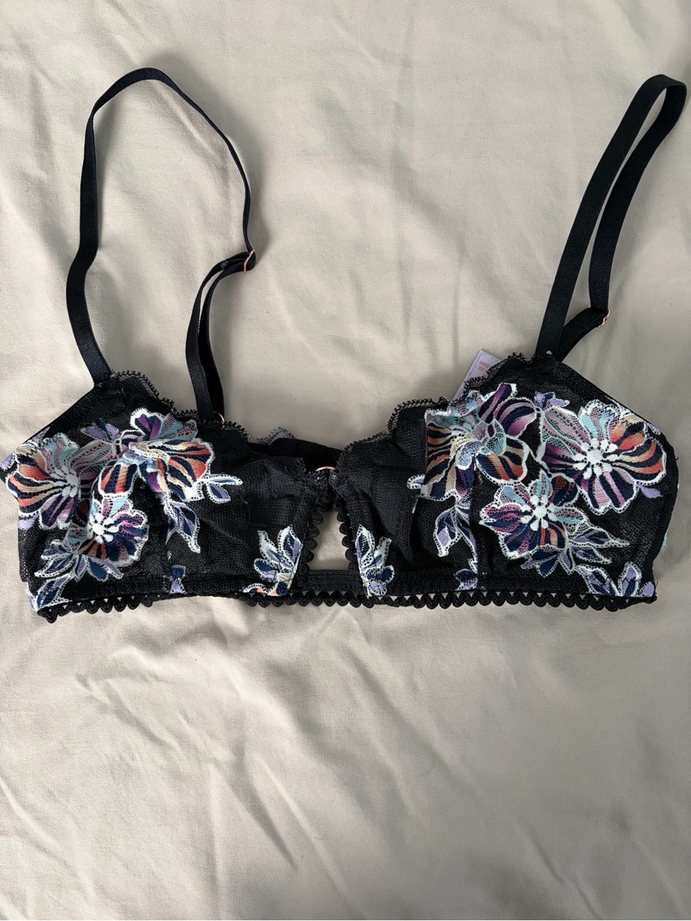 Savage X Fenty Black Floral Embroidered Lace Bralette